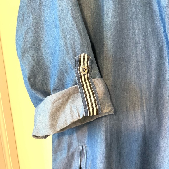 LUXOLOGY Chambray Collared Shirt Dress—SZ. 10 - Picture 9 of 11